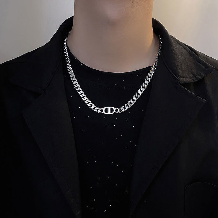 Men's Hop Trendy Cool Letter Korean Style Sweater Chain Necklace