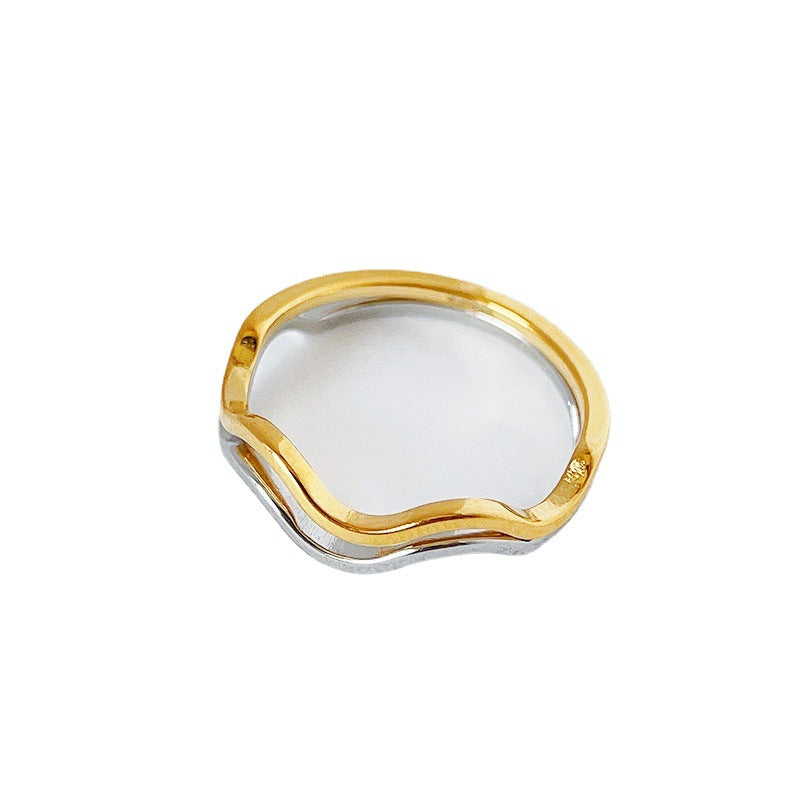 Simple Wave Curve Twin Fine Gold Little Finger Knuckle Titanium Bracelets