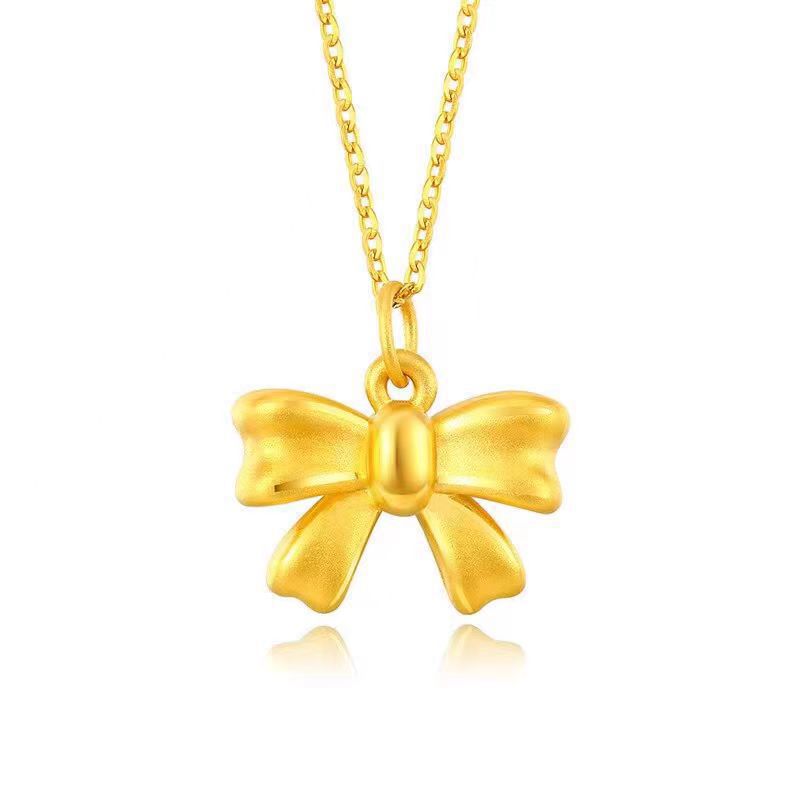 Women's Flag Bow On The Run Princess Bowknot Imitation Gold Lock Necklace