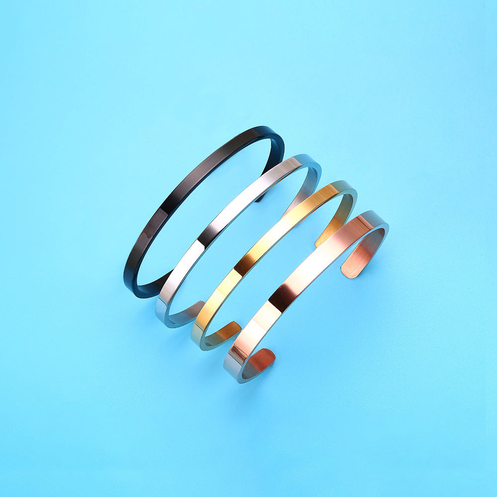 Shaped Titanium Steel Open-end Simple Glossy Bracelet