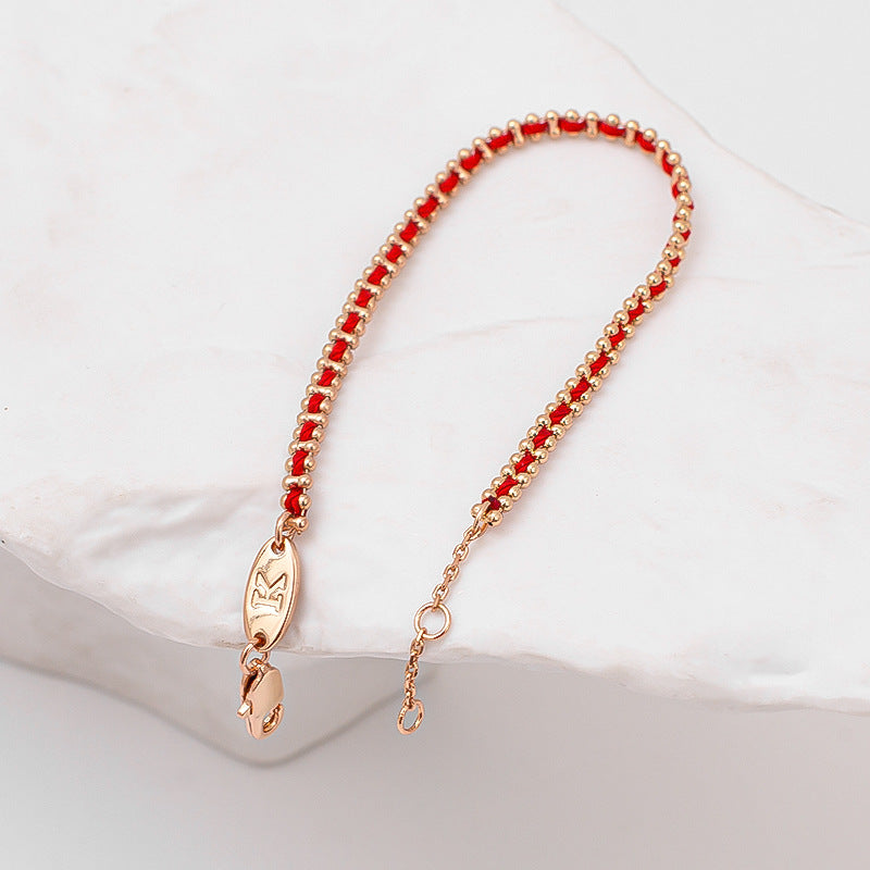 Design Red Rope Light Luxury Rose Gold Bracelets