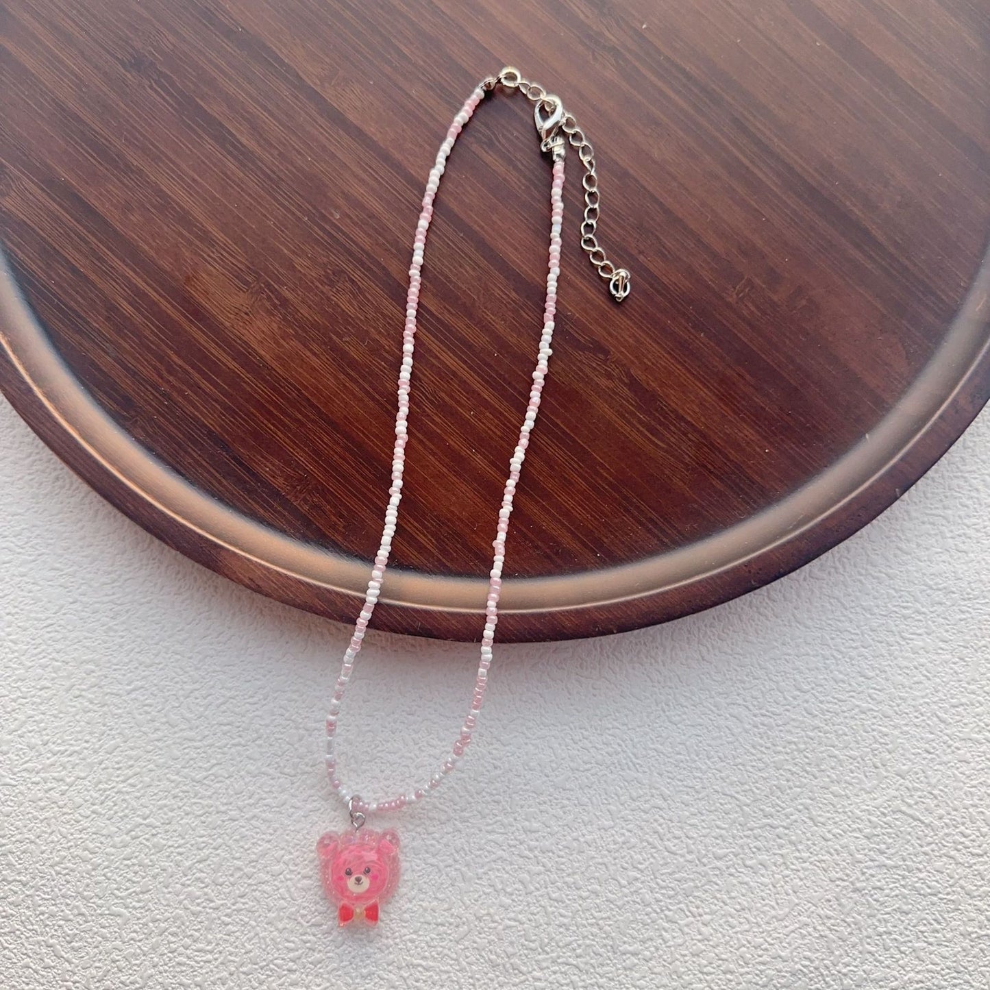 Beaded For Cartoon Cute Bowknot Clavicle Chain Necklace