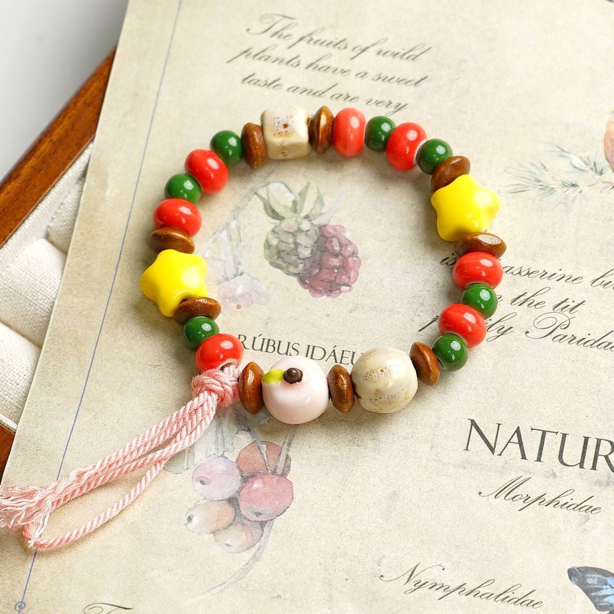 Cute Style Fresh Safe Christmas Ceramic Apple Paradise Couple Bracelet