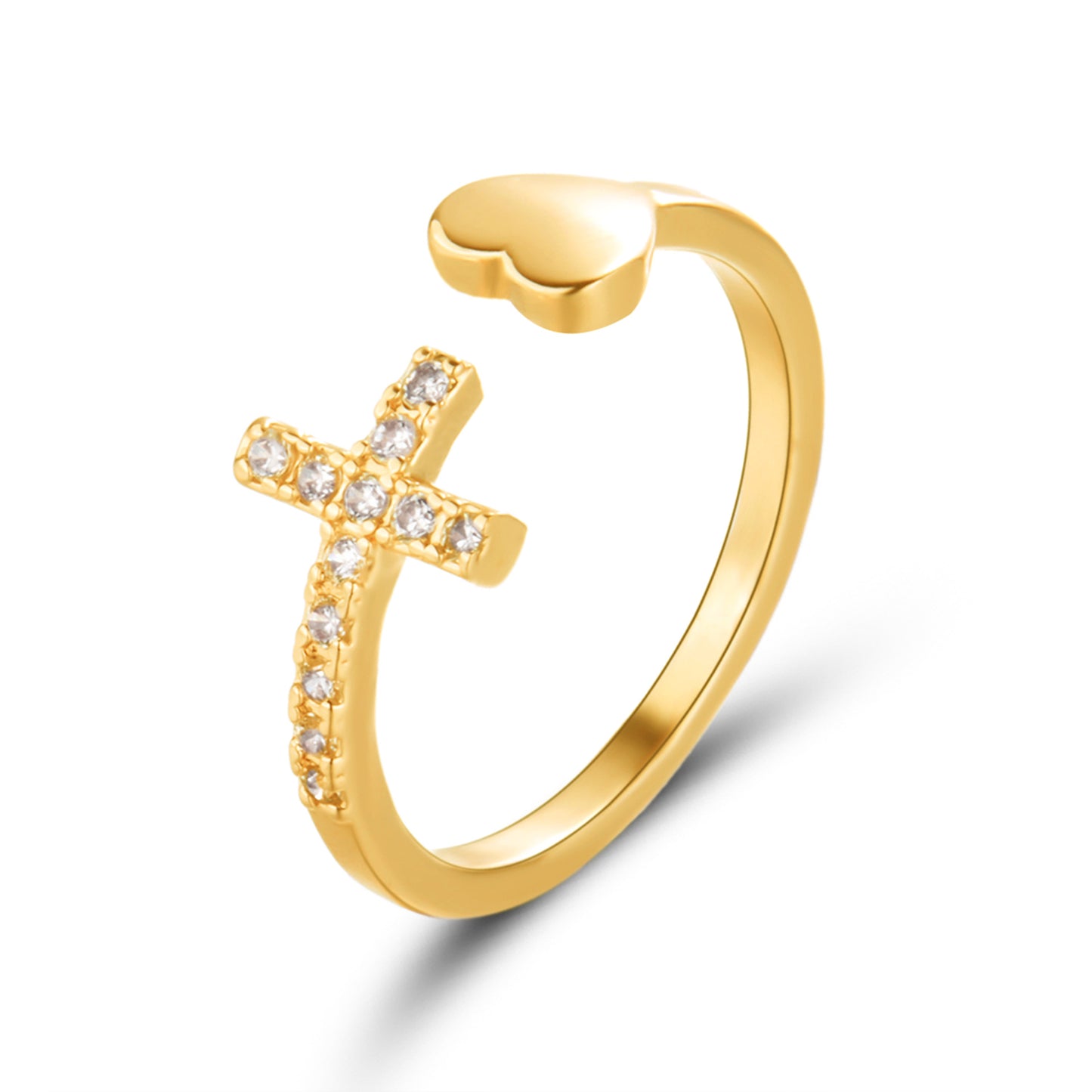 Women's Diamond Cross Heart-shaped Open Geometric Peach Rings