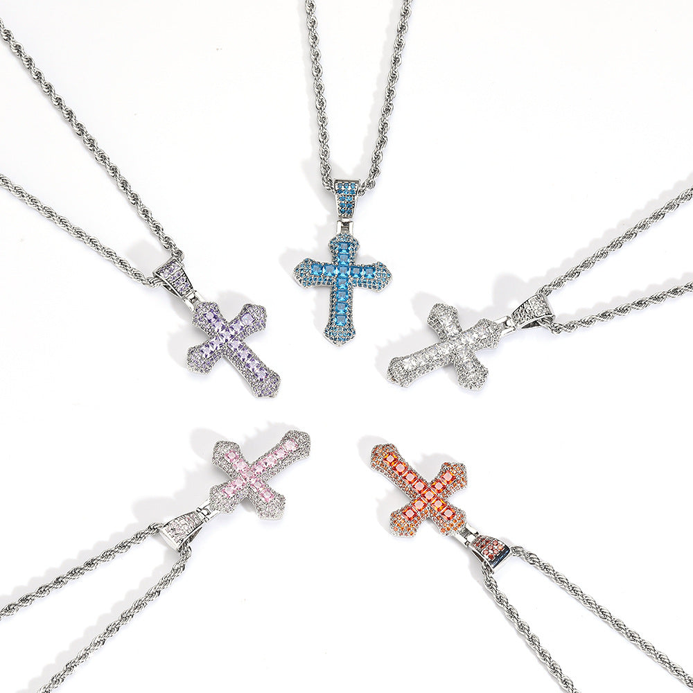Women's & Men's Cross Hip Hop Full Rhinestone Zircon Necklaces