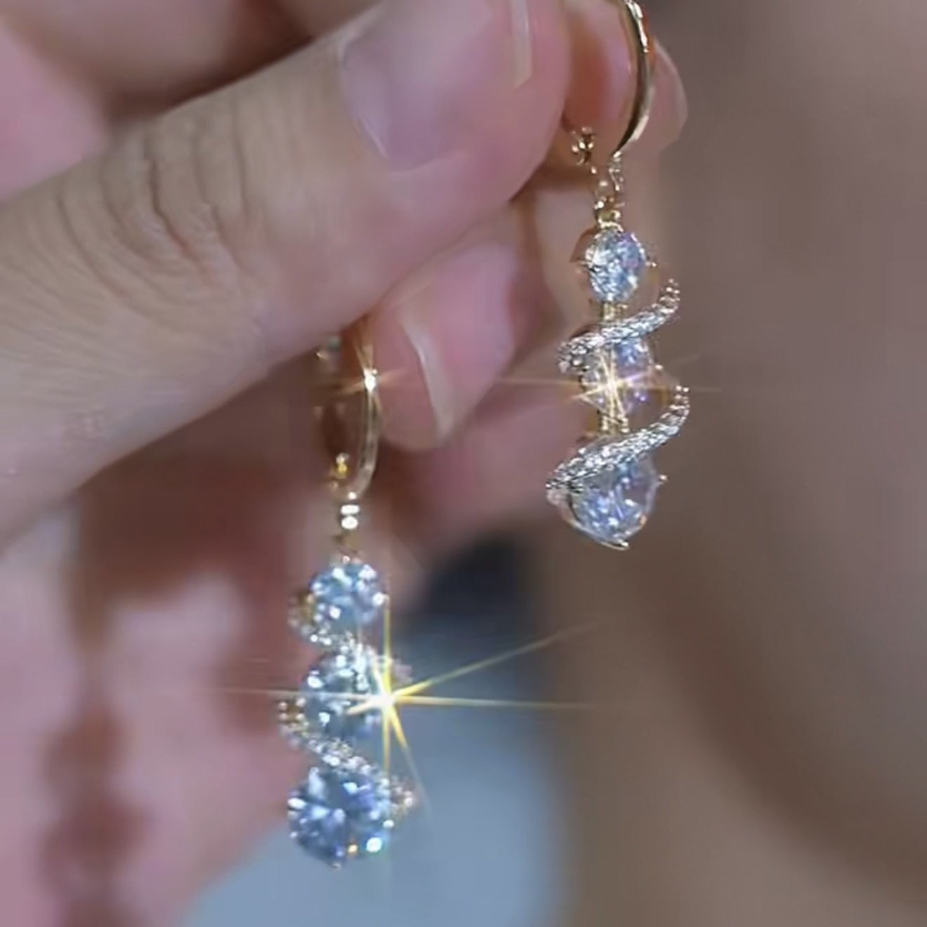 Fashionable Elegant Shiny Zircon Classic Long To Make Round Earrings
