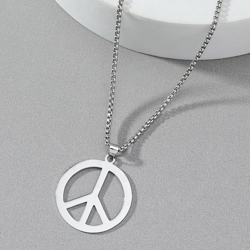 Men's Titanium Steel Stainless Korean Style Sweater Chain Peace Necklace