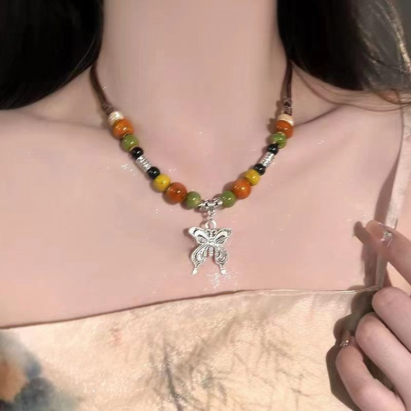 Women's Vintage Ethnic Style Tassel Flower Basket For Niche Design National Necklace