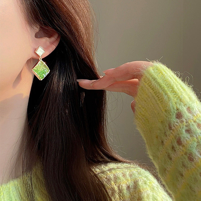 Women's Sier Needle Niche Design High-grade Geometric Fresh Diamond Mori Stud Earrings