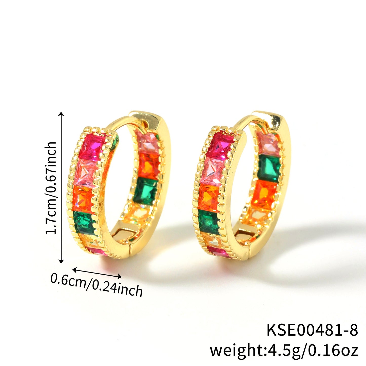 Color Square Zircon Shaped Clip Optional Fashion Full Diamond Ear Buckle