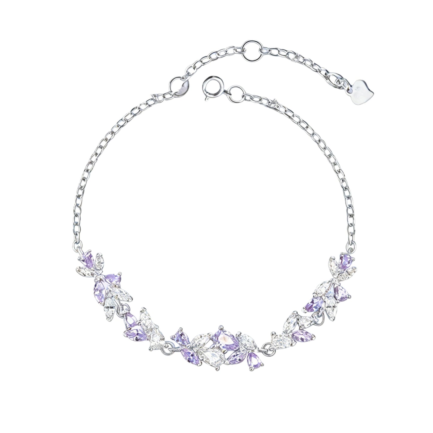 Sier Purple Diamond Wisteria Flower Smile Female Sterling Design Birthday Bracelet