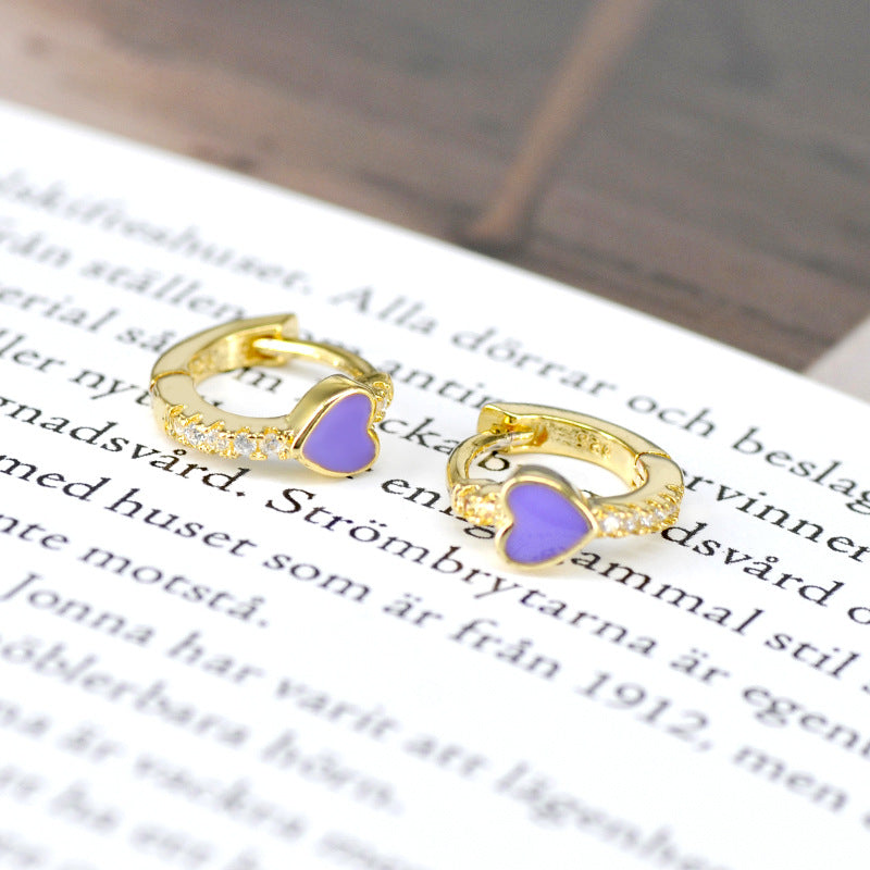 Sier Needle Fashion Simple Heart-shaped Geometric Ear French Stud Earrings
