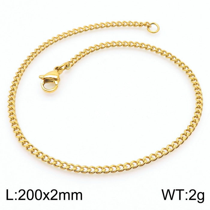 Men's Fashion Side Flat Chain Stainless Steel Bracelets