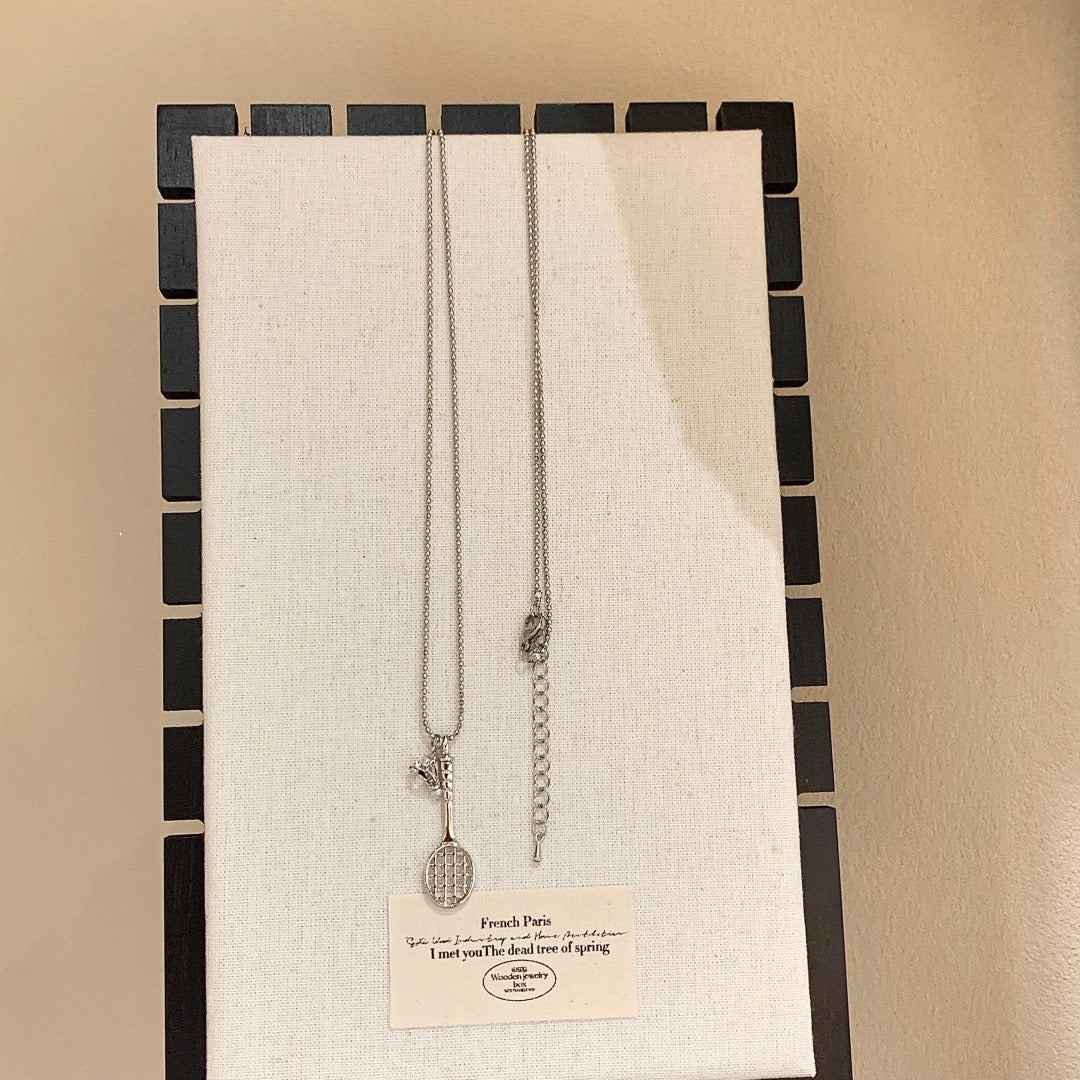 Women's Racket Tassel Long Sweater Chain Casual Necklace