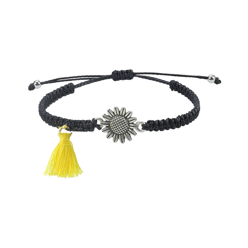 Waterproof Wax Line Woven Butterfly Sunflower Bracelets