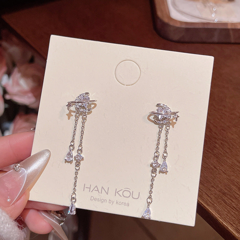Women's Flash Star Moon Ear Fashionable Temperament Long Earrings