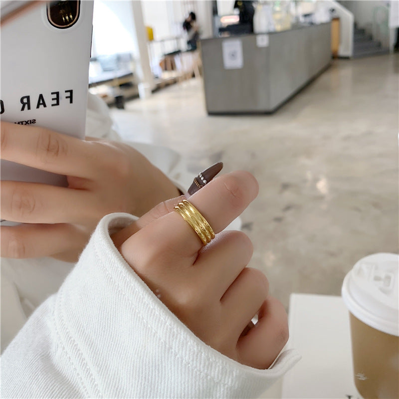 Women's & Men's Titanium Steel Gold Plated Fashion Personality Rings