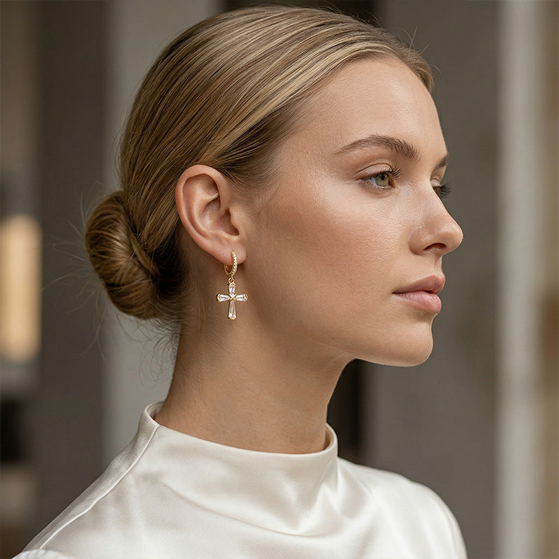 Small Cross Eardrop Personality Sweet Cool Fashion High Ear Buckle