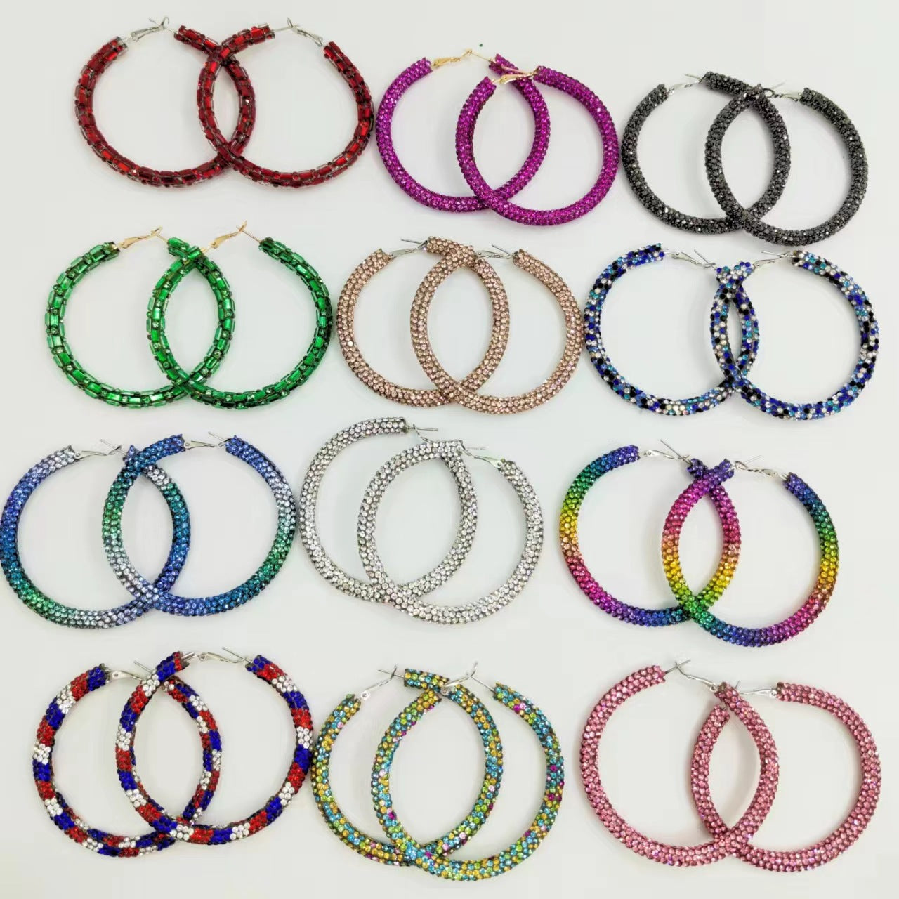Splendid Diamond Shiny Big Circle Affordable Luxury Fashion Rhinestone Color Earrings