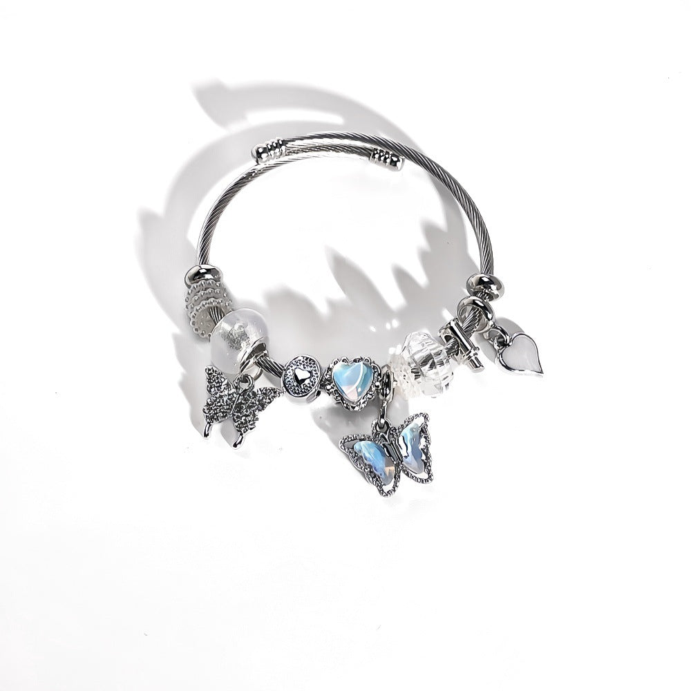 String Beads Love Butterfly Alloy Stainless Steel Bracelets