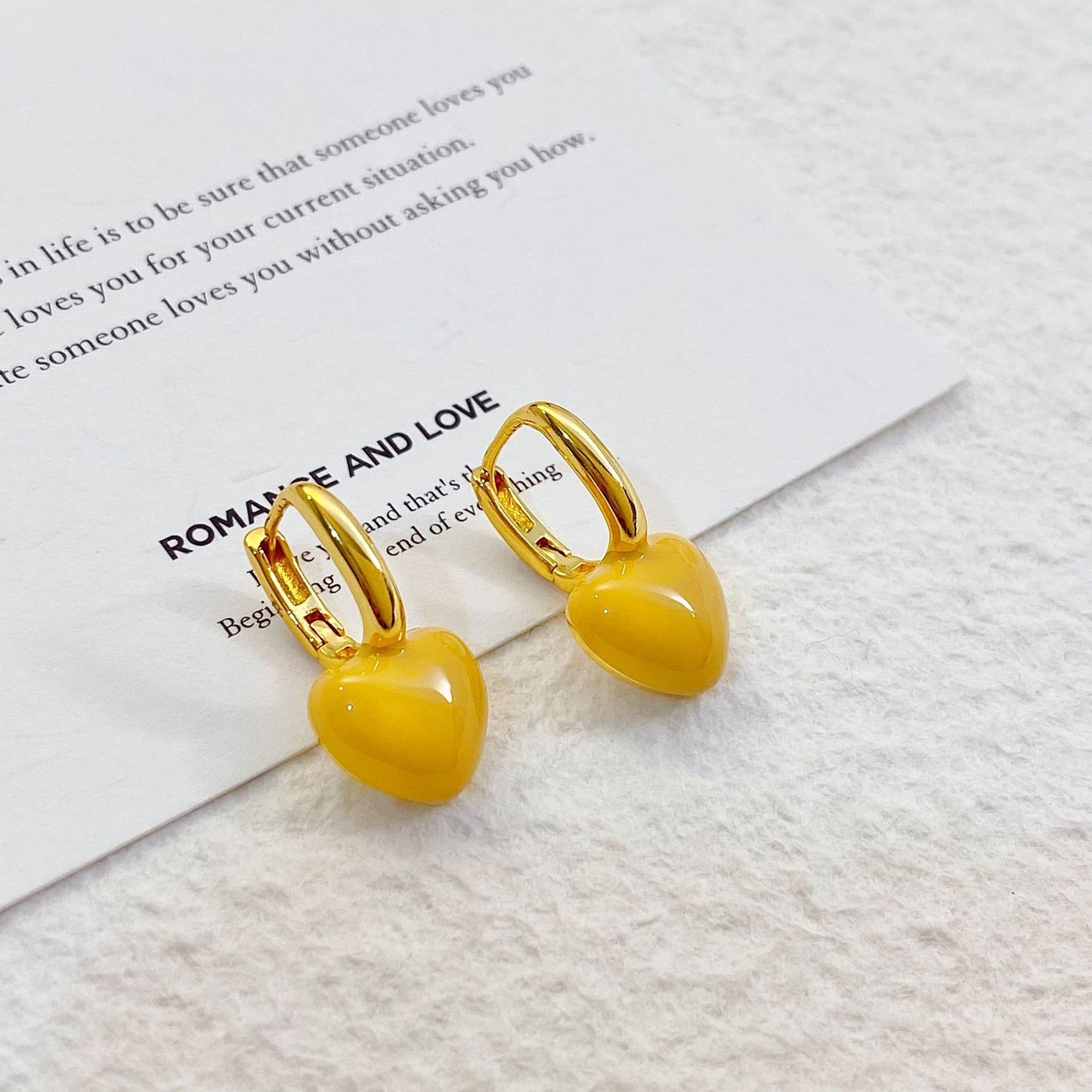 Plated Real Gold Ginger Flower Enamel Drip Glazed Female Sweet Earrings
