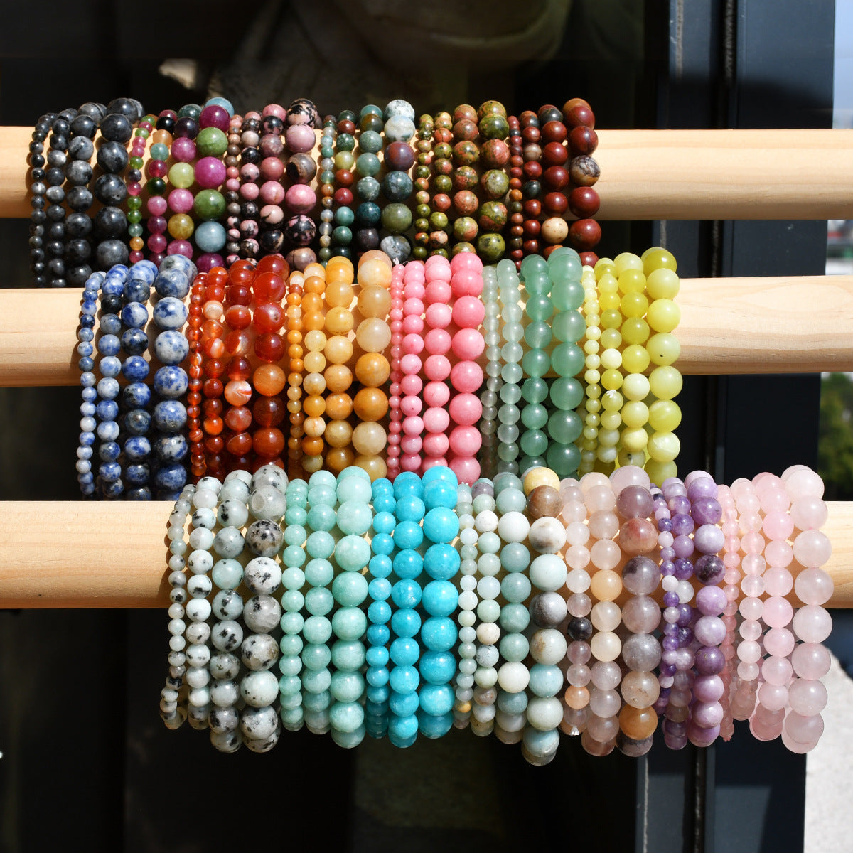 Women's & Men's Handmade Natural Stone Beaded For Twin Tourmaline Bracelet