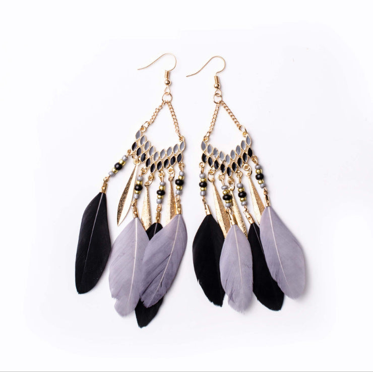 Bohemian Feather High-grade Yunnan Tourism Holiday Earrings