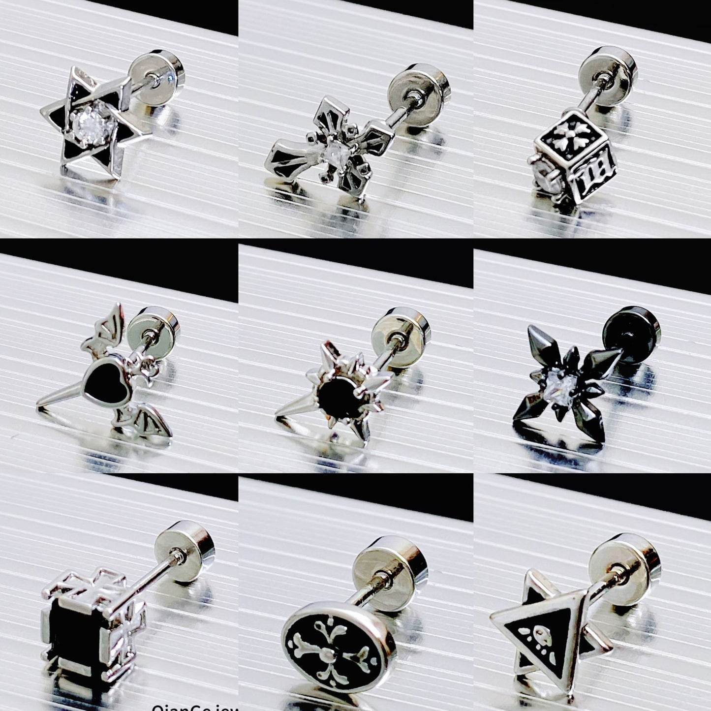 Unisex Style Personalized Hip Hop Pattern Single Ear Bone Screw Stud Earrings