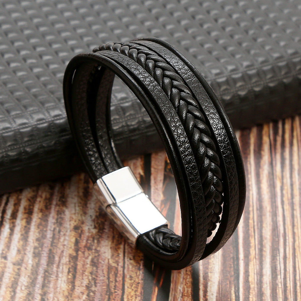 Men's Retro Hand Weaving Advanced Stainless Steel Magnetic Bracelets