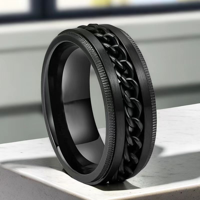Men's Stainless Steel Fashionable Rotating Decompression Titanium Niche Ring