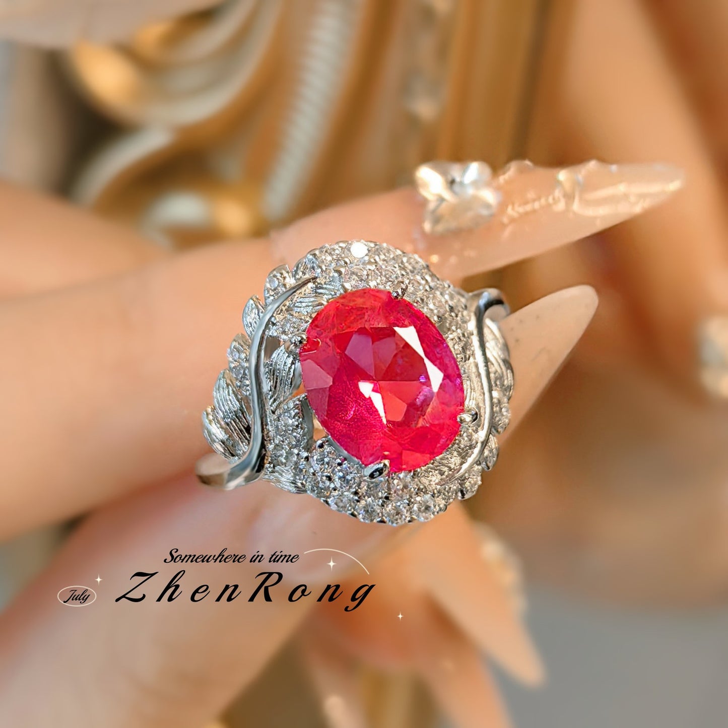 Women's Luxury Minority Design Simulation Pigeon Blood High Rings