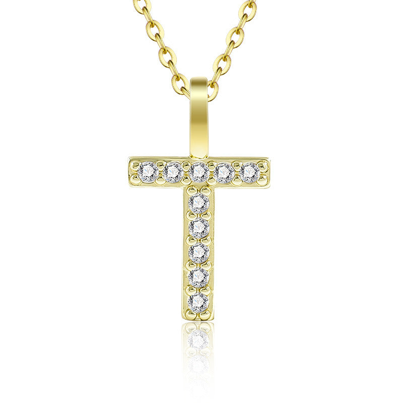 Diamond Inlaid Zircon English Letter Female Pendants