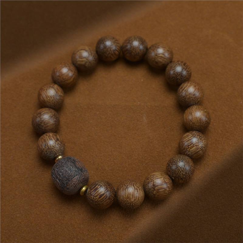 Natural Eaglewood White Round Beads Buddha Bracelet