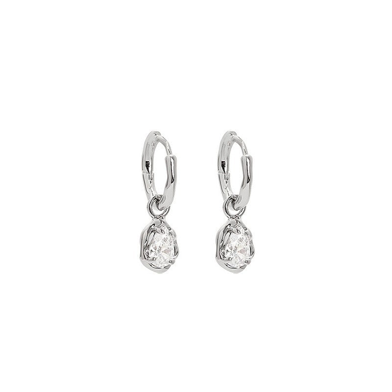 Minority High-grade Exquisite Drop-shaped Zircon Small Simple Ear Buckle