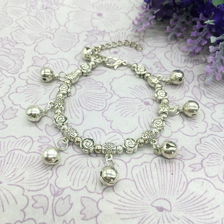 Women's Style Retro Tibetan Sier Ringing Bell Dance Bracelet