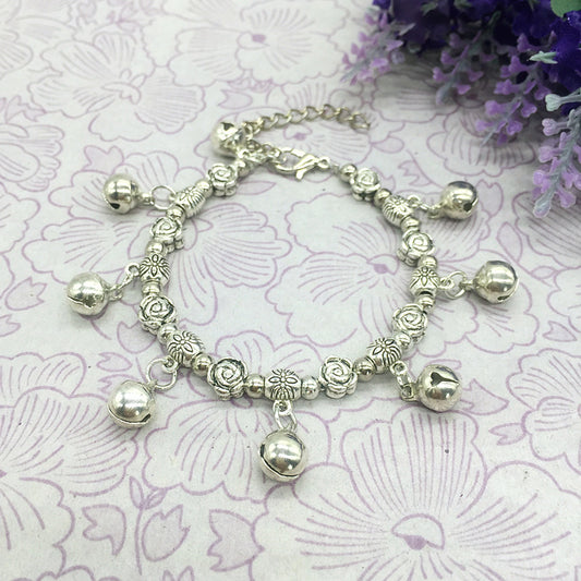 Women's Style Retro Tibetan Sier Ringing Bell Dance Bracelet