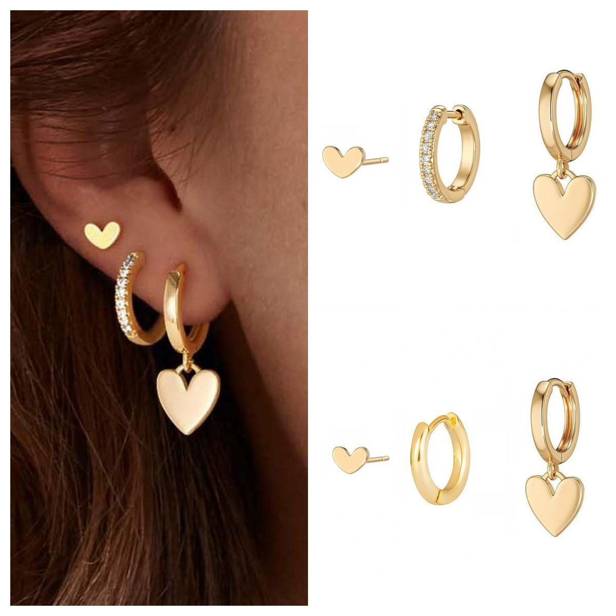 Rhinestone Love Eardrop Personality Trendy Wear Pendants