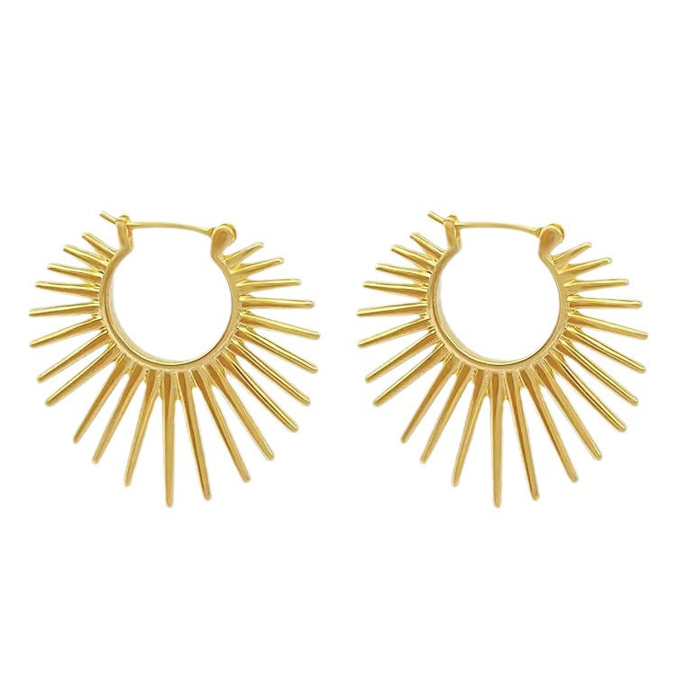 Women's Style Gold Sunflower Clip Unique Design Earrings