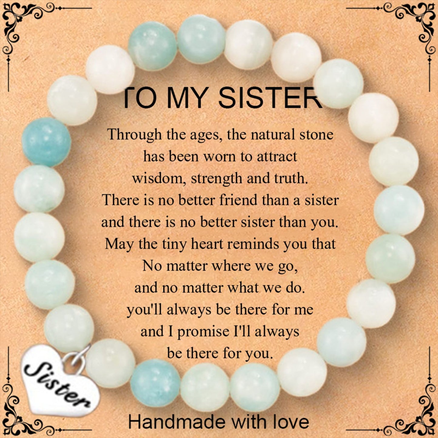 Love Light Blue Chalcedony Beaded Stainless Bracelets