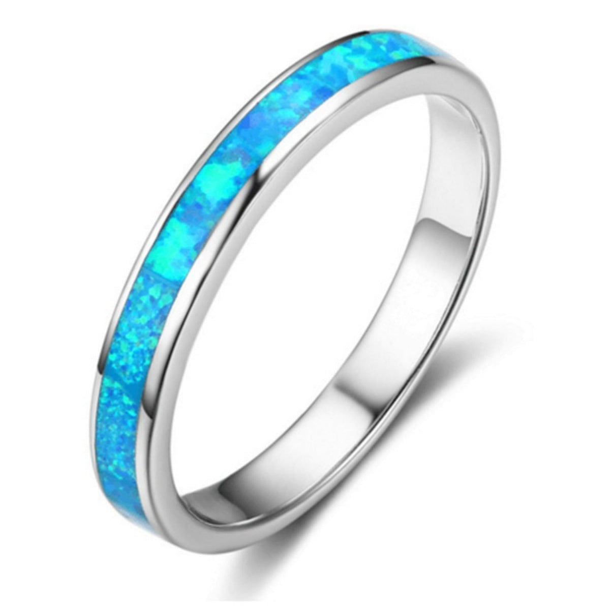 Fashion Single Circle Blue Opal Exquisite Rings