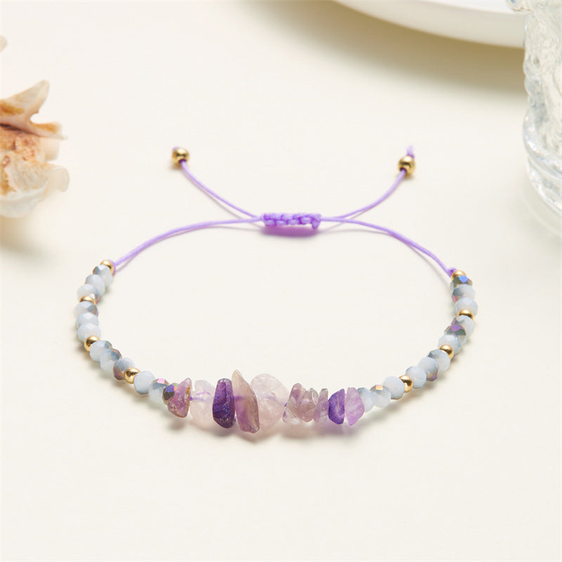 Hand-woven Gravel Irregular Crystal Mixed Adjustable Bracelets