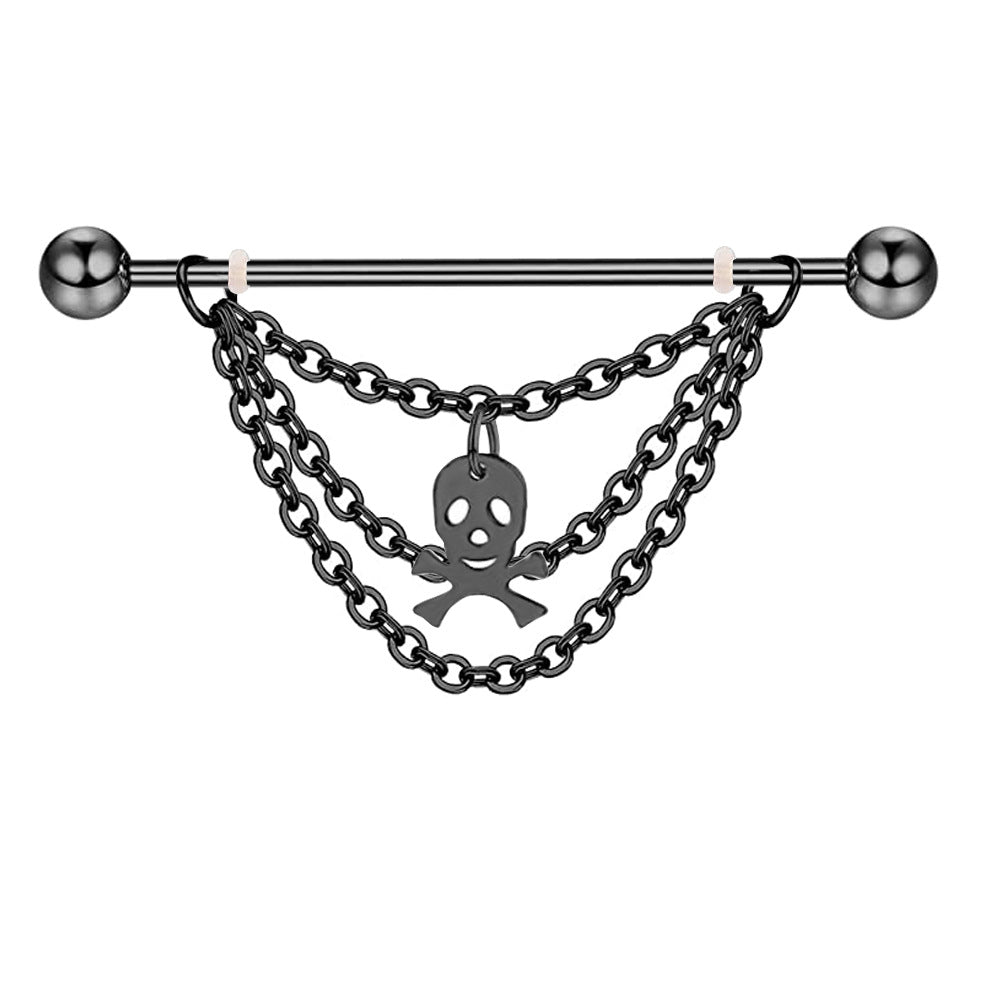 Zircon Barbell Fine Inlaid Dangle Industrial Piercing Double Rings