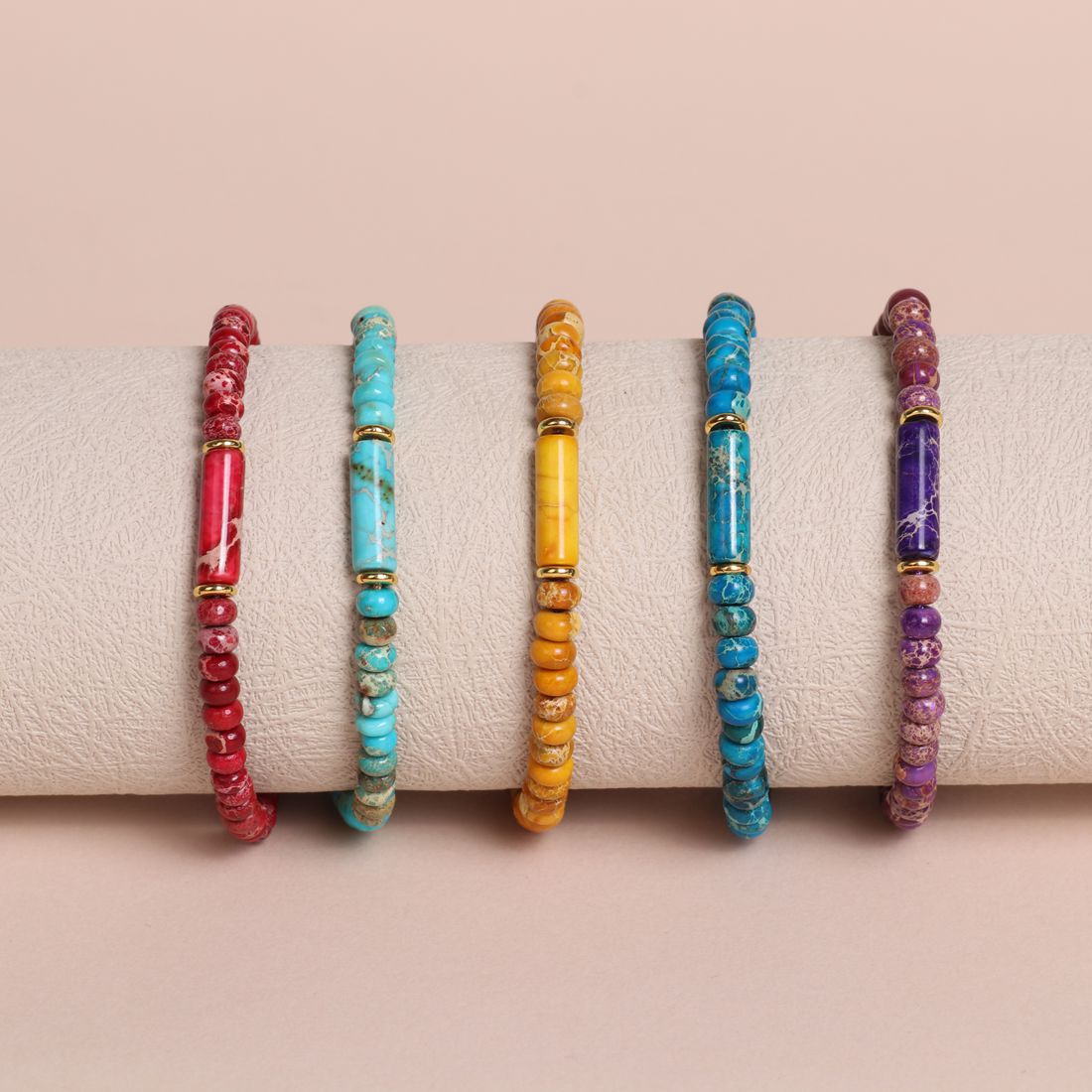 Abacus Beads Emperor Turquoise Woven Couple Bracelet