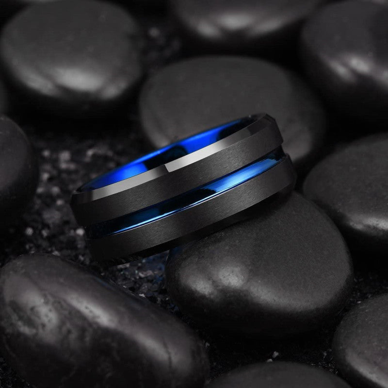 Sell Fashion Creative Inner Blue Black Surface Electroplated Ring