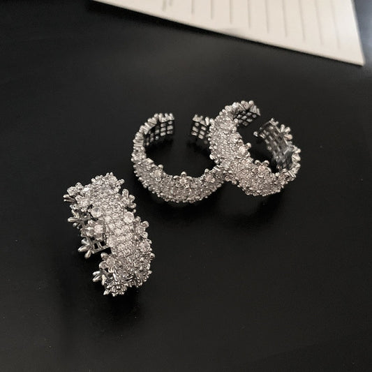 Diamond Super Flash Zircon Open Design Sense Niche High Class Ring