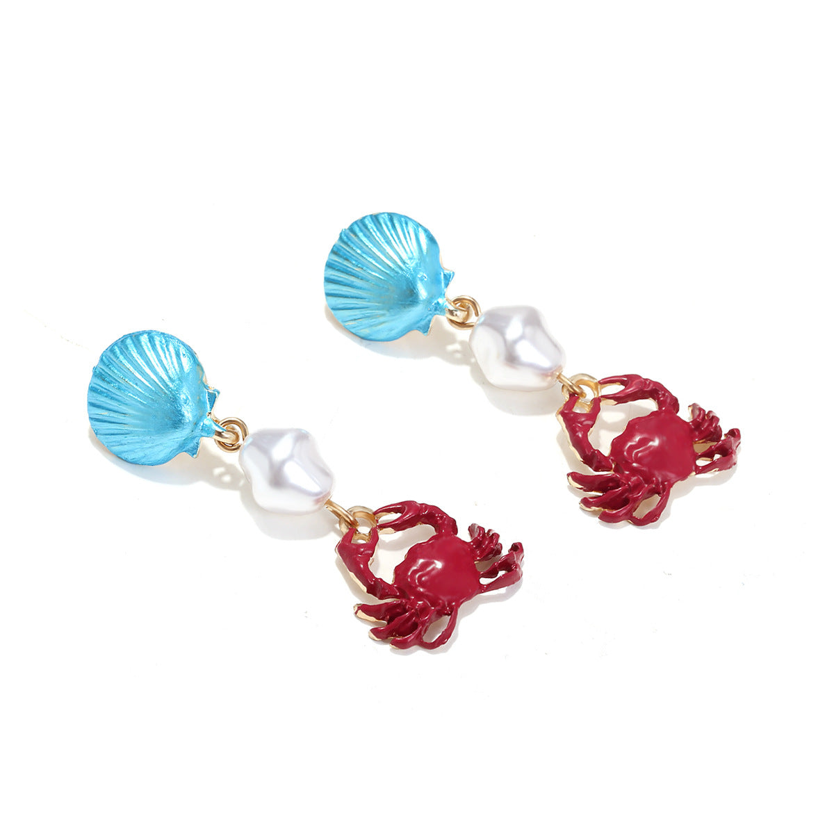Women's Series Shell Crab Niche Design Vacation Stud Earrings