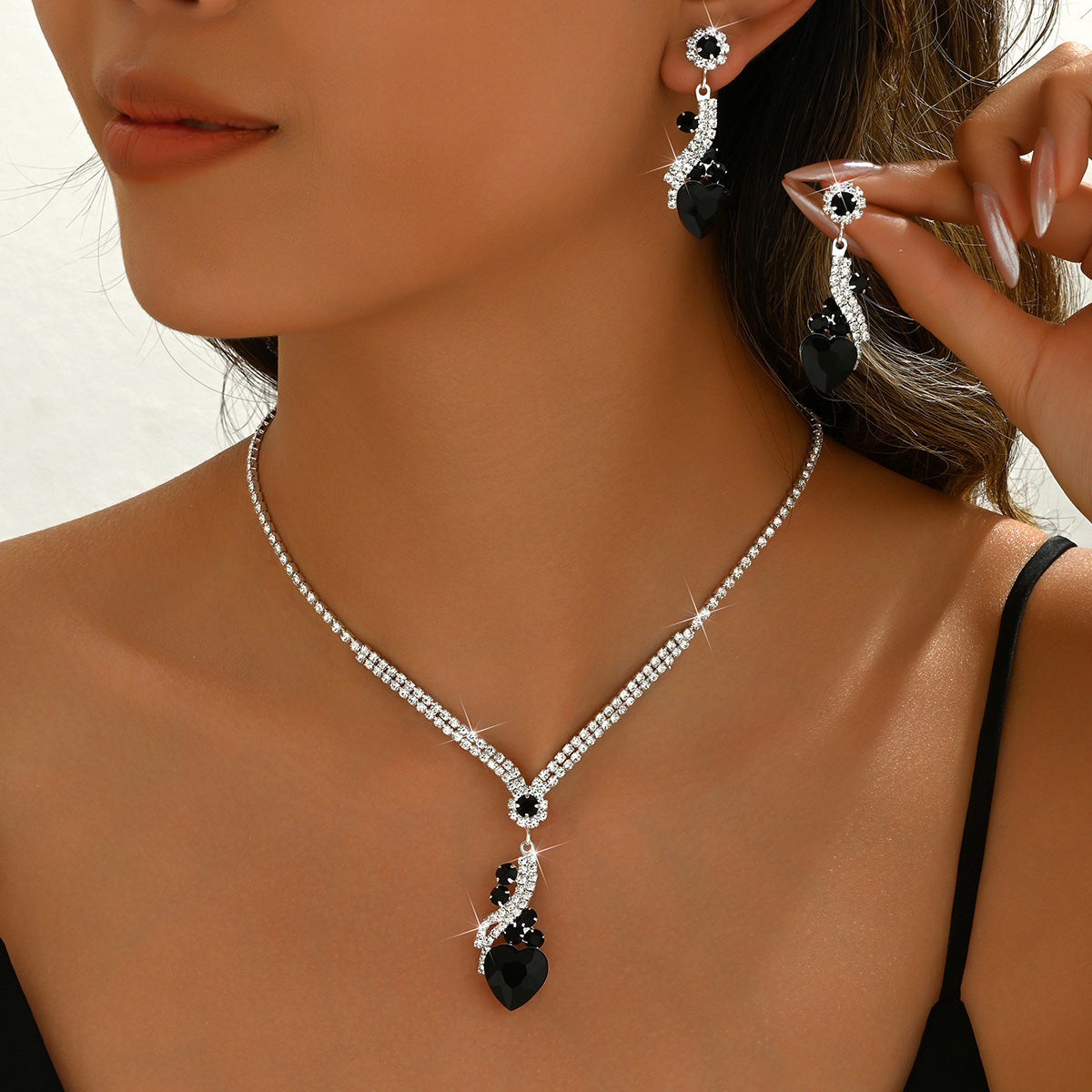 Women's Water Drop Geometry Crystal Two-piece Jewelry Set