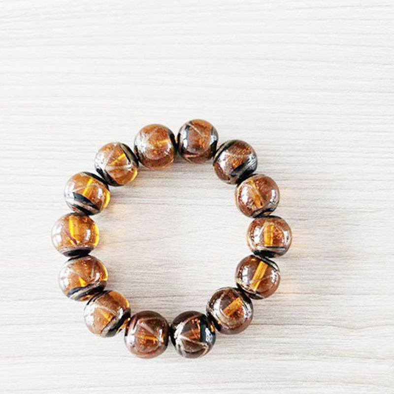 Style Fragrant Gray Colored Glaze Five Elements Lucky Swallowing Gold Bracelet