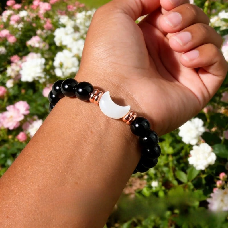 Natural Obsidian Moon Crystal Energy Handmade Bracelet