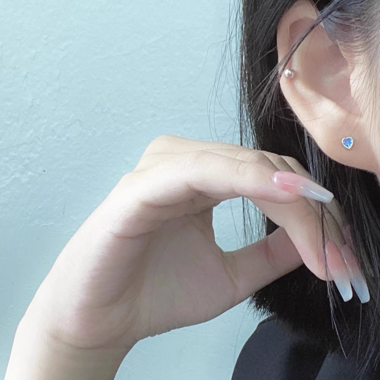 Women's Sterling Sier Screw Tightening Buckle Colorful Crystals Love Ear Bone Stud Earrings